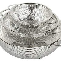 H&Ouml;LM 3-Piece Stainless Steel Mesh Micro-Perforated Strainer Colander Set (1-Quart, 2.5-Quart and 4.5-Quart)