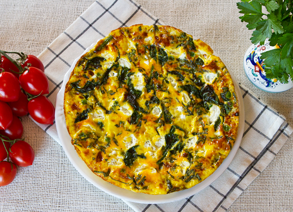 Wild Asparagus, Arugula, & Goat Cheese Frittata