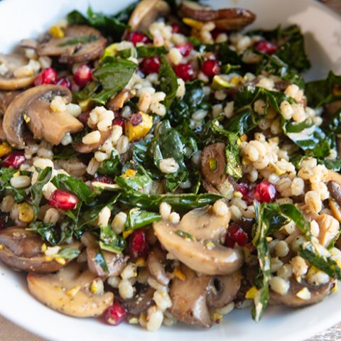 Warm Mushroom Barley & Kale Salad