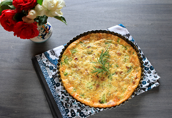 Broccoli, Pancetta & Pecorino Cheese Crustless Quiche