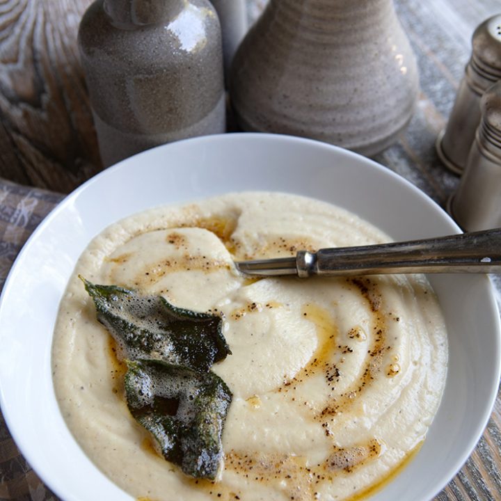 Cauliflower Soup with Brown Butter & Crispy Sage