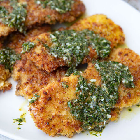 Crispy Chicken Cutlets With Salmoriglio Sauce