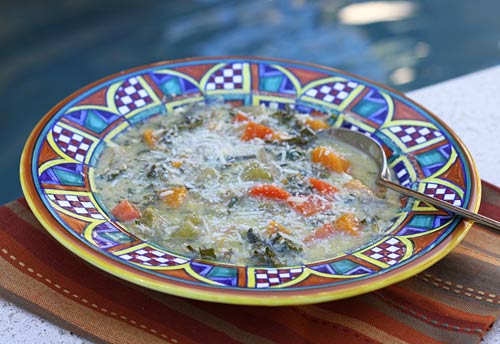 Vegetable Soup With Eggs & Cheese