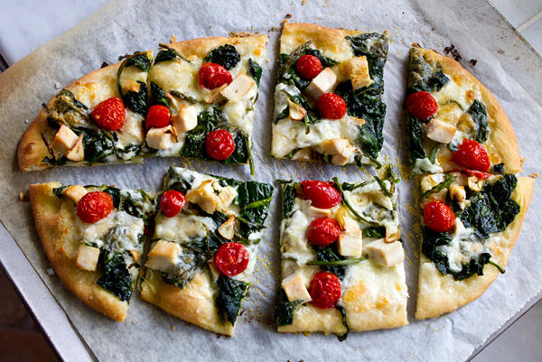 Spinach, Chicken & Cherry Tomato Flatbread