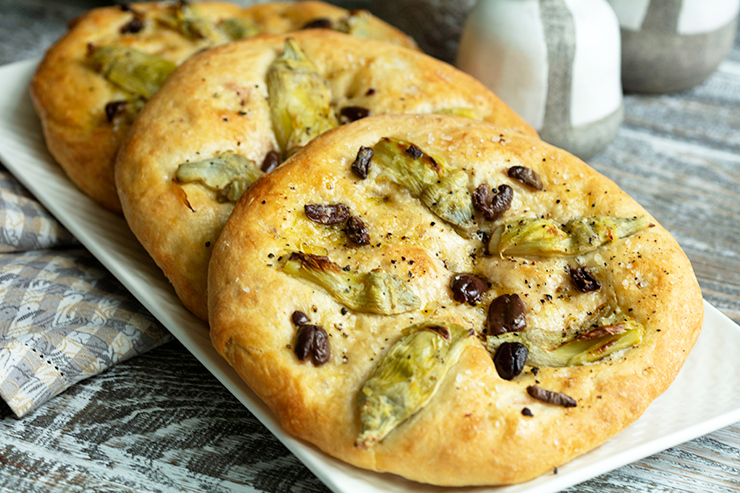 Focaccia with Olives & Artichokes