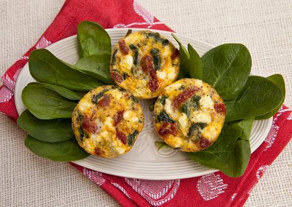 Mini Frittata with Spinach, Sun-dried Tomatoes & Goat Cheese