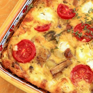 Baked Frittata With Potatoes, Mushrooms, Tomatoes & Goat Cheese
