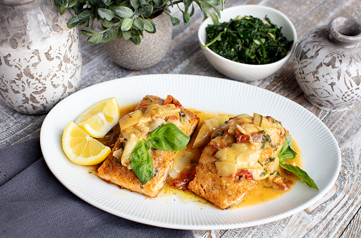 Salmon With Lemon Butter Basil Sauce