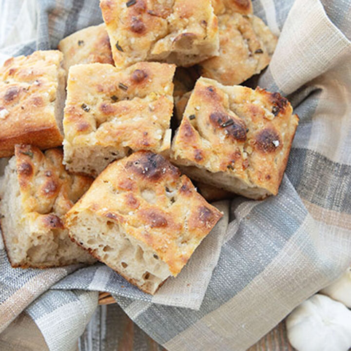 Sourdough Focaccia With Roasted Garlic & Rosemary
