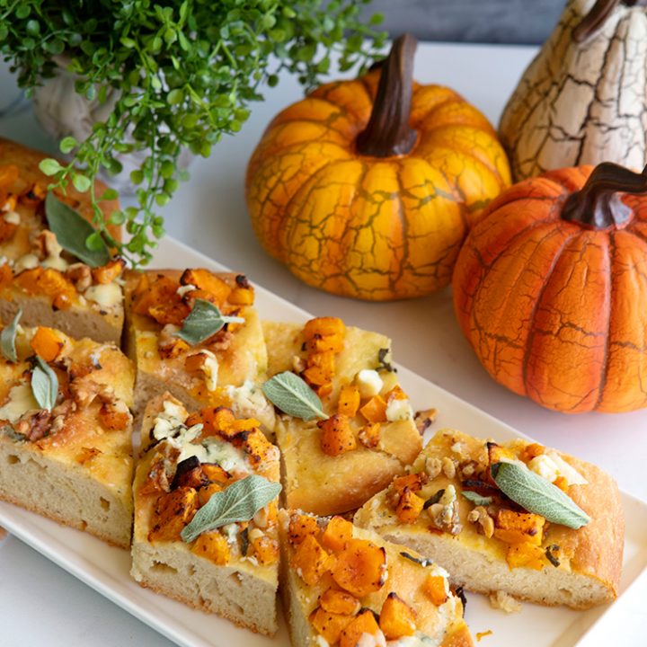 Focaccia With Roasted Squash, Walnuts, & Gorgonzola