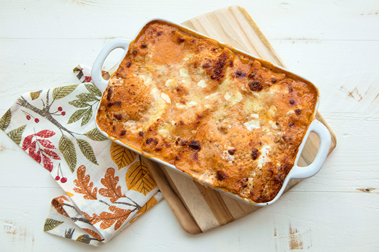 Lasagna With Creamy Roasted Tomato Turkey Ragu